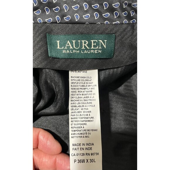 Lauren Ralph Lauren Men's Dress Pants 36W X 30L Black Polyester & Elastane - Picture 6 of 9